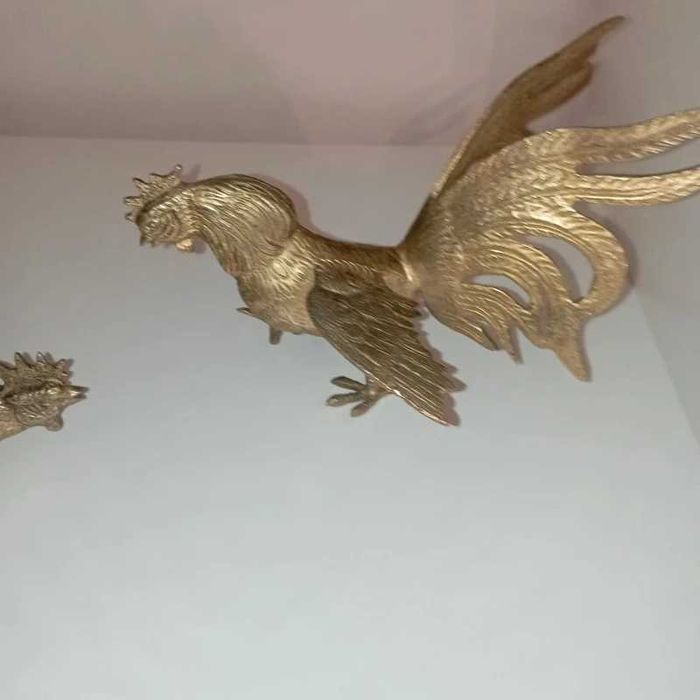 Figurki Mosiężne koguty walczące wysokość 15cm