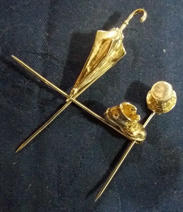 3 alfinetes de gravata ou de peito em prata
