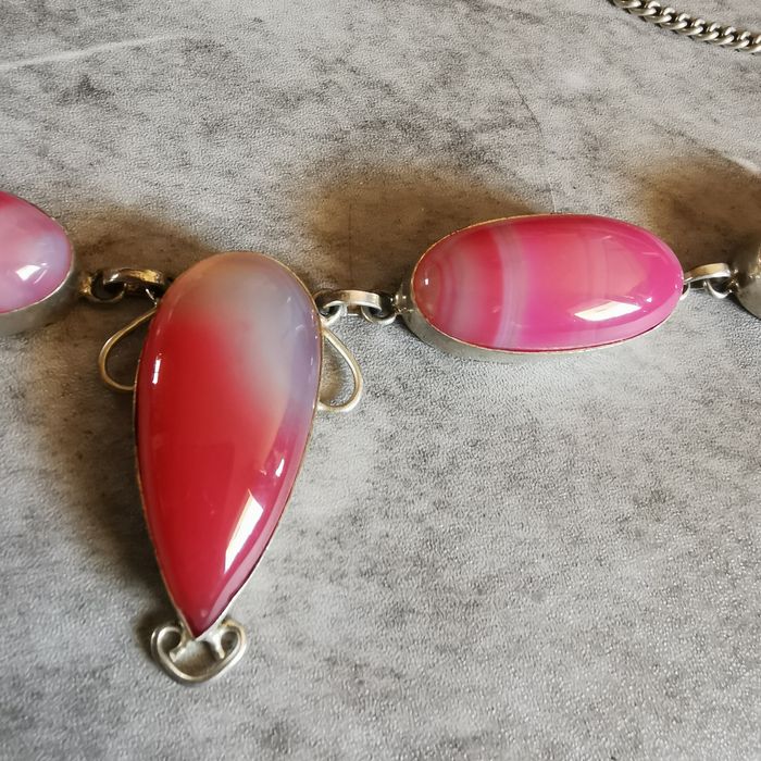 Kolia / naszyjnik rozowy Agat