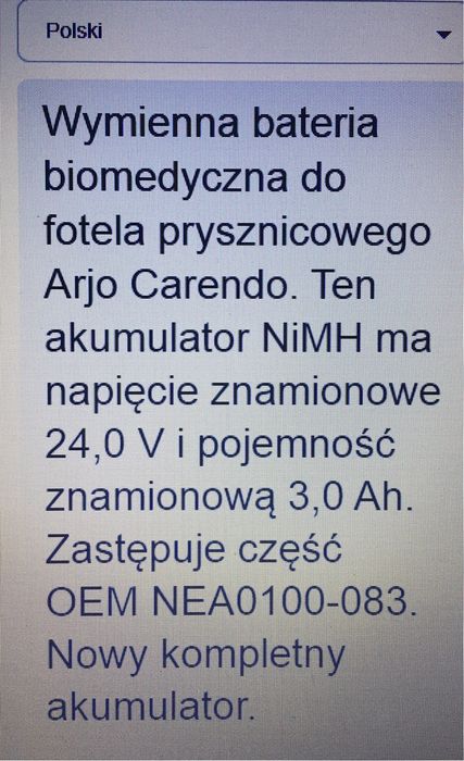 Bateriia medicale 24V/2,5Ah , medyczna do zasilania wózków