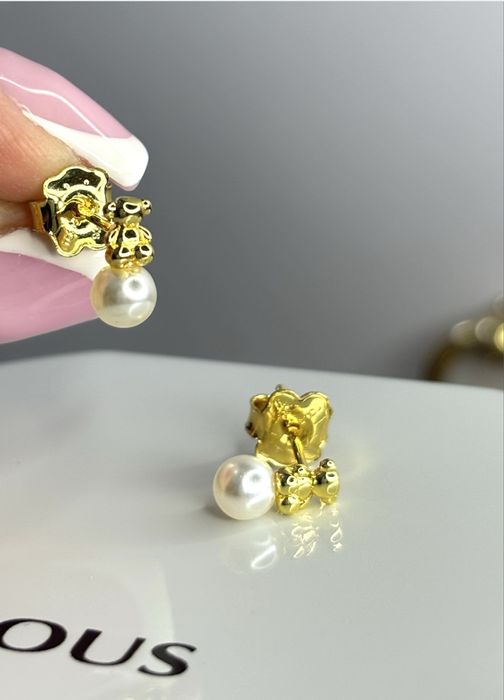 TOUS kolczyki Bold Bear perły srebro 925