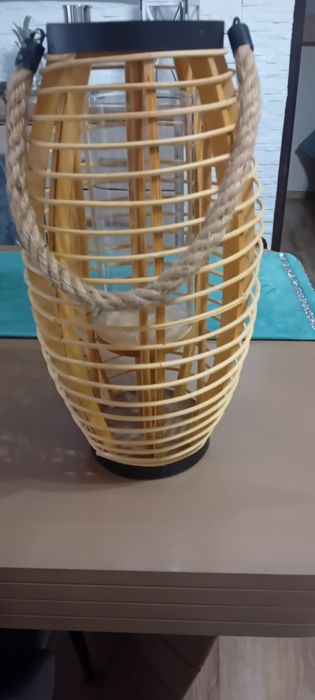 Piękny duży lampion drewniany Boho