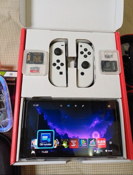 Nintendo Switch OLED Desbloqueado (Atmosphère) + Cartão microSD | Pronta a Jogar