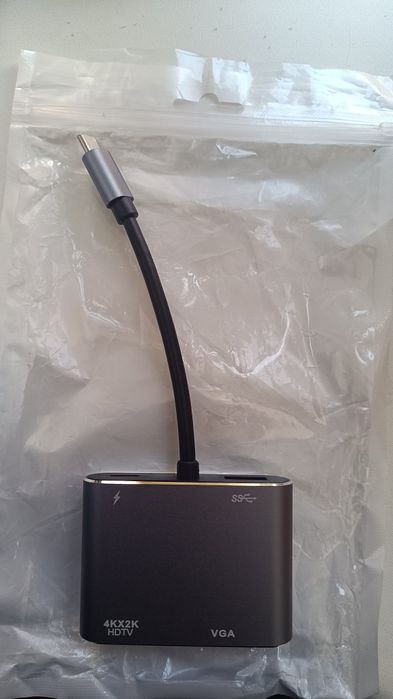 HUB хаб переходник Type C - USB3.0 + HDMI + VGA (PD)