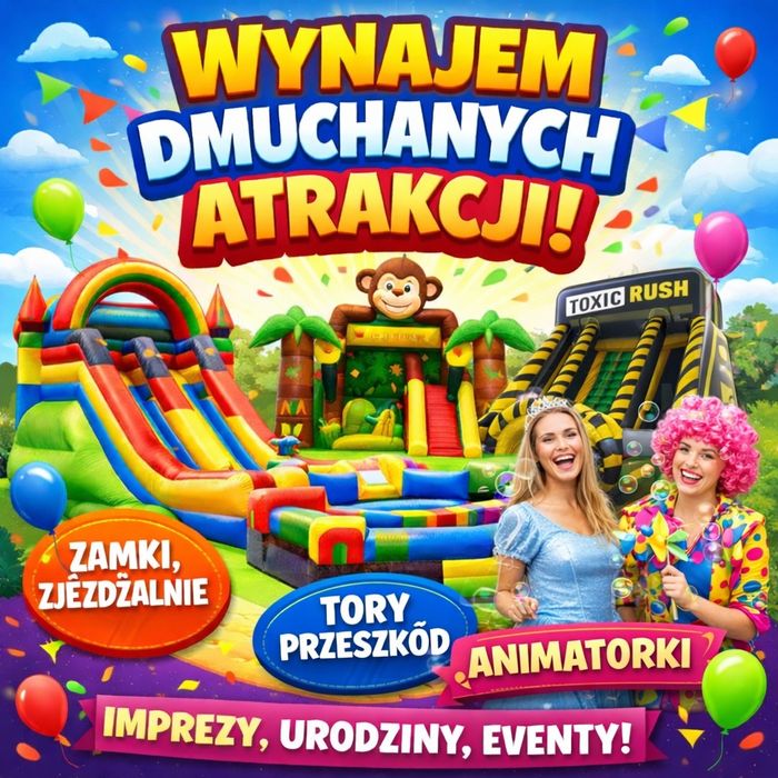 Wynajem zjeżdżalni Zamek dmuchany * ANIMACJE*  dmuchaniec animatorka