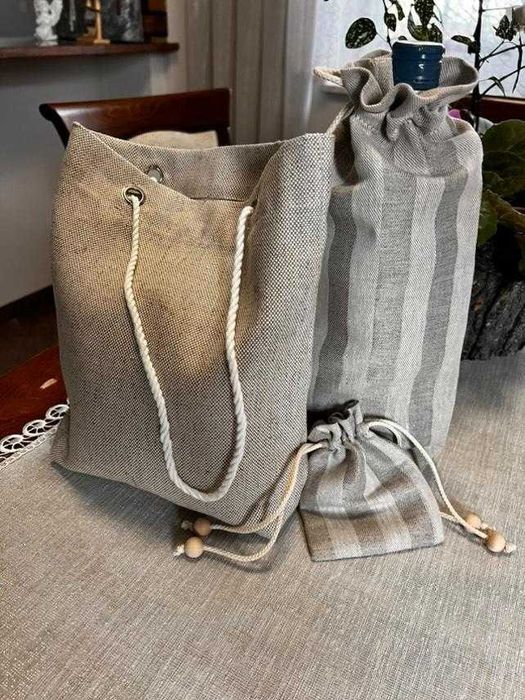 Torebka na wino Lniana