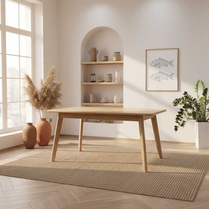 Stół dębowy FIU s2 (lite drewno) - rozkładany, styl nowoczesny