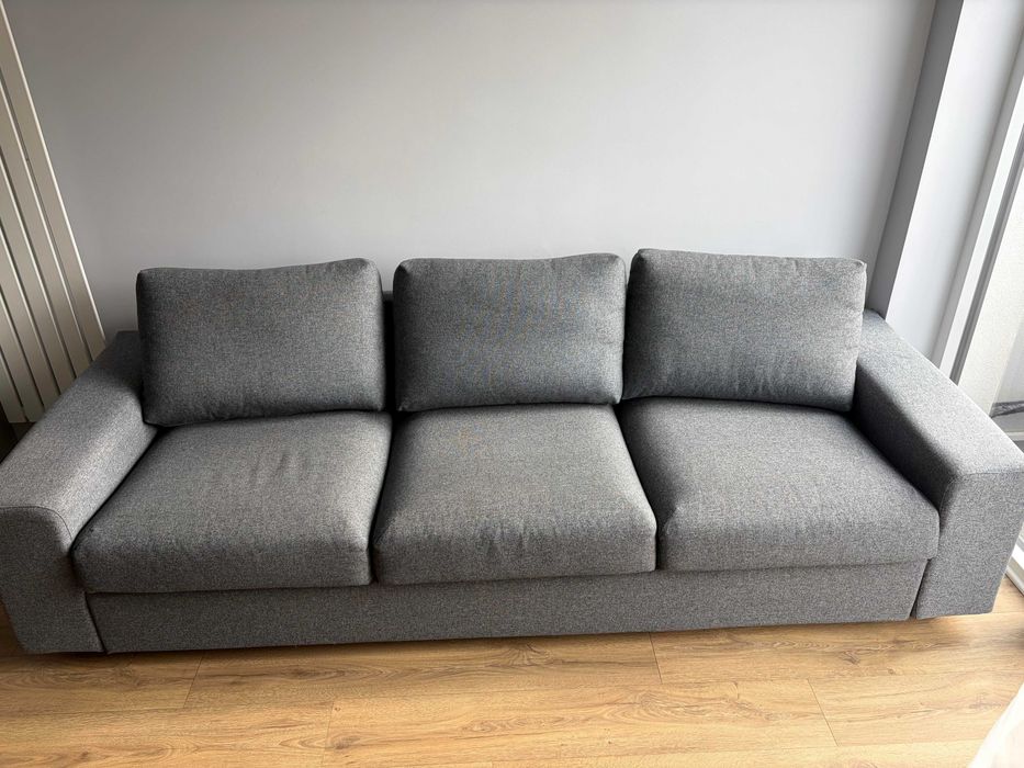 VIMLE Sofa/Kanapa 3-osobowa, z szerokimi podłokietnikami/Gunnared średnioszary