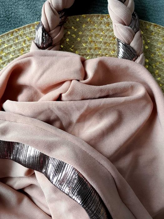 NOWY beżowy turban z warkoczem - hijab