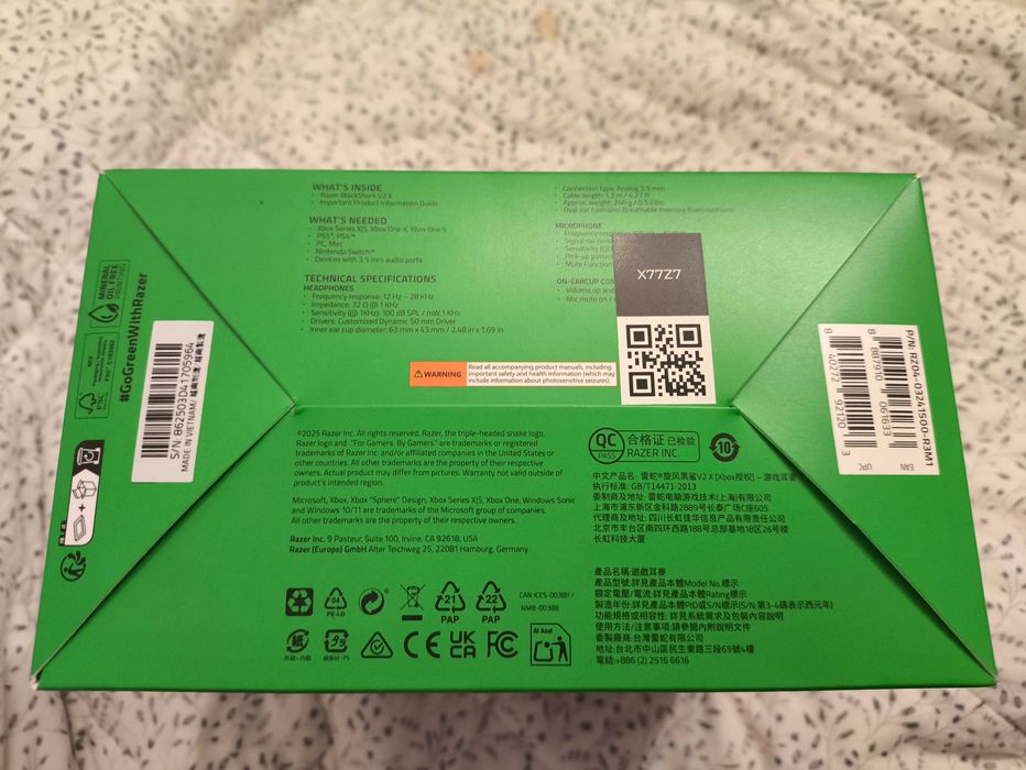 Słuchawki gamingowe Razer BlackShark V2 X BIAŁE - Xbox PC iOS Nintendo