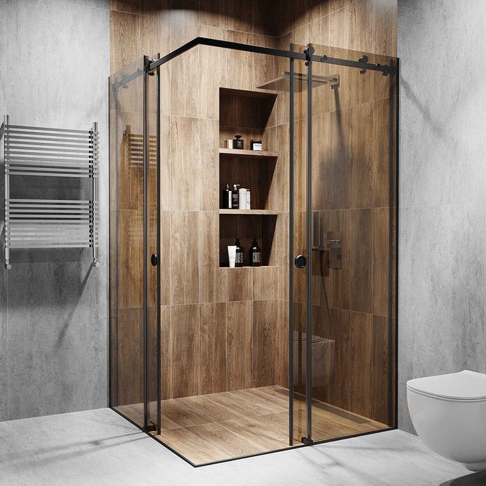 Кутова розсувна душова кабіна під замовлення|Скло+ фурнітура в кольорі