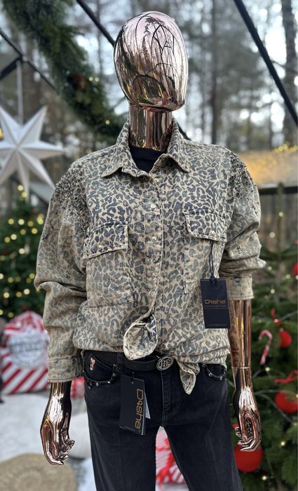 Koszula Leopard renomowanej firmy D&She zdobiona kamyczkami i cyrkonia