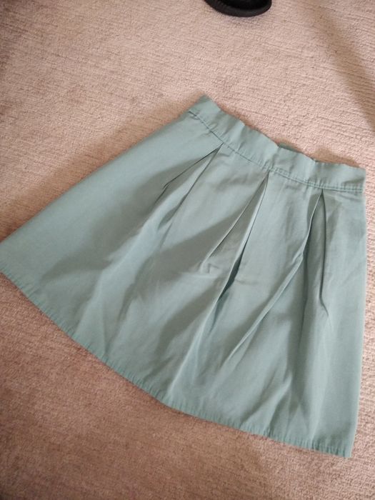 Rozkloszowana miętowa spódniczka handmade S/M