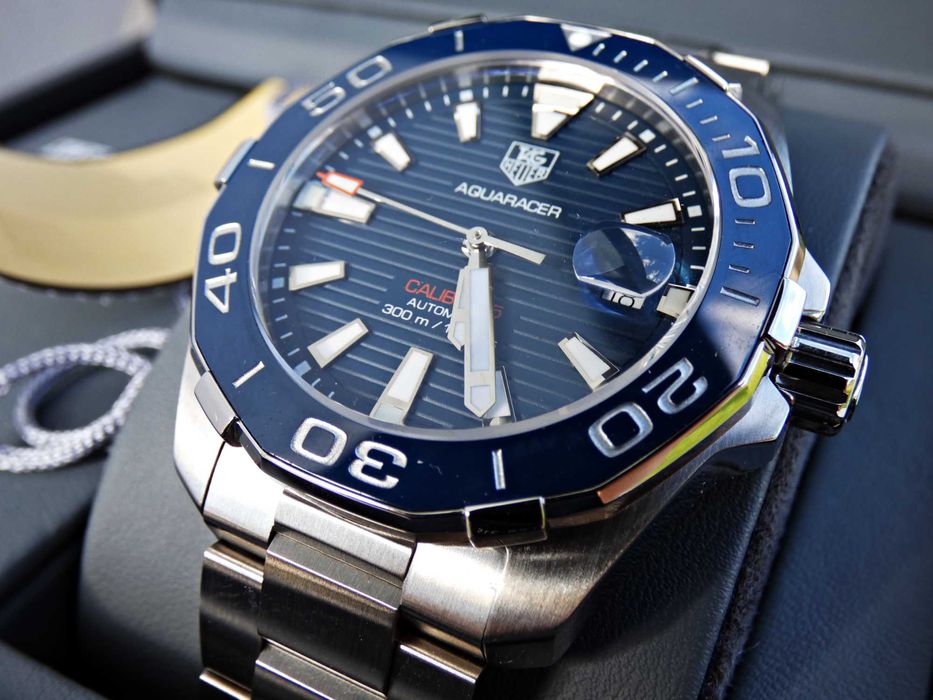 Zegarek męski TAG Heuer Aqua Racer WAY211C.BA0928 Niebieski Faktura