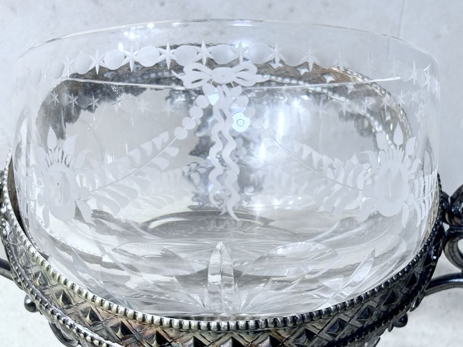 Rara antiga taça  WMF Arte Nova de caviar ou outro com banho em prata