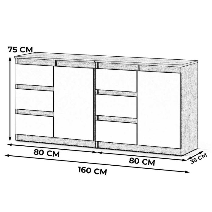 Komoda Agna Mini 160cm Nowoczesna Szafka Do Salonu Sypialni 4 Szuflady