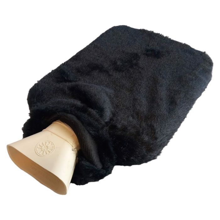 Termofor pluszowy futerko czarny 2l