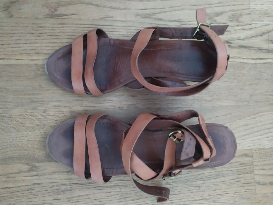 sandaly koturnie Marc O Polo 38 skorzane brazowe kostke