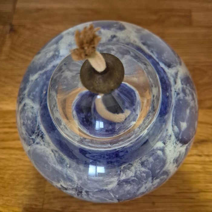 Szklana lampa oliwna kobalt Huta Krosno