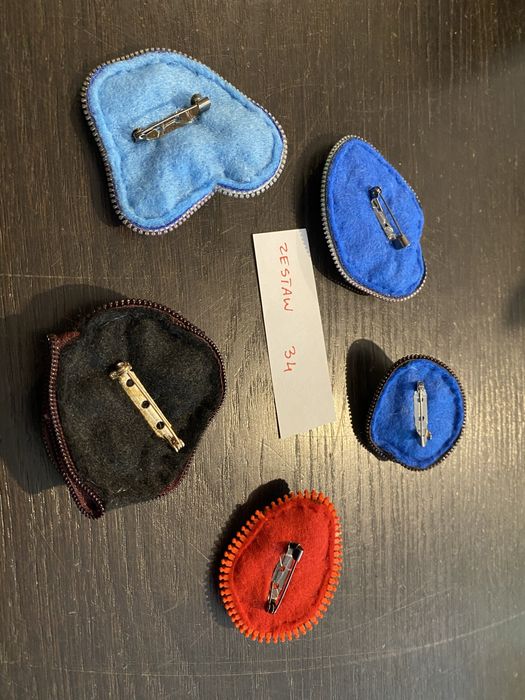 Broszki handmade z suwaków unikat zestaw 34