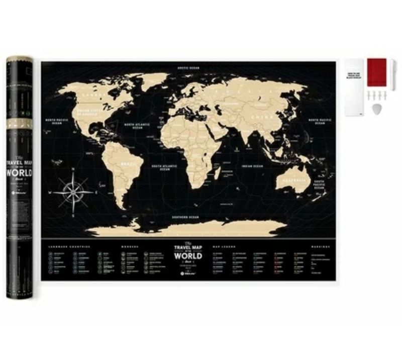 Скретч мапа світу The Travel Map of the World Black (у тубусі)"