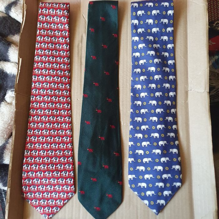 Zestaw krawatów słoniki jedwab(k-8)