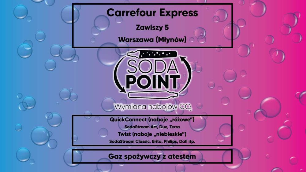Sodastream Warszawa (Młynów), Zawiszy 5 Wymiana nabojów CO2