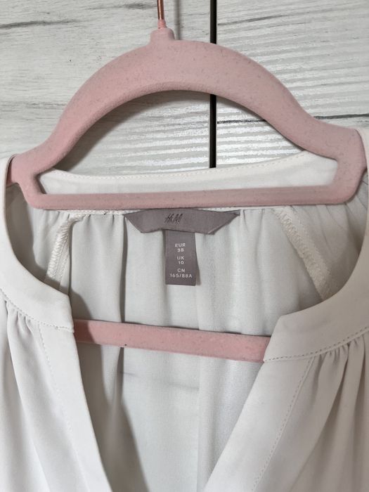 Biała bluzka elegancka 38 M H&M z krótkim rękawem