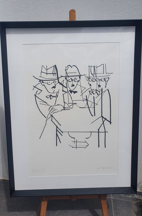 "Triplo retrato de Fernando Pessoa à mesa do Café" Os três Pessoas hom