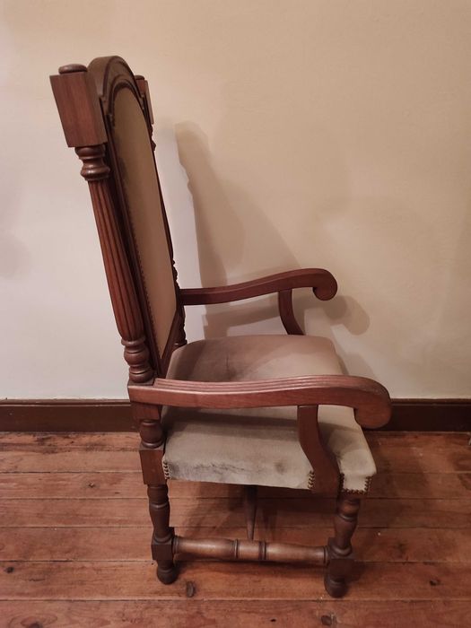 Cadeirão Poltrona em madeira e tecido veludo