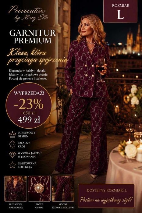 Garnitur damski Bordo/Nowy /rozmiar L /GG