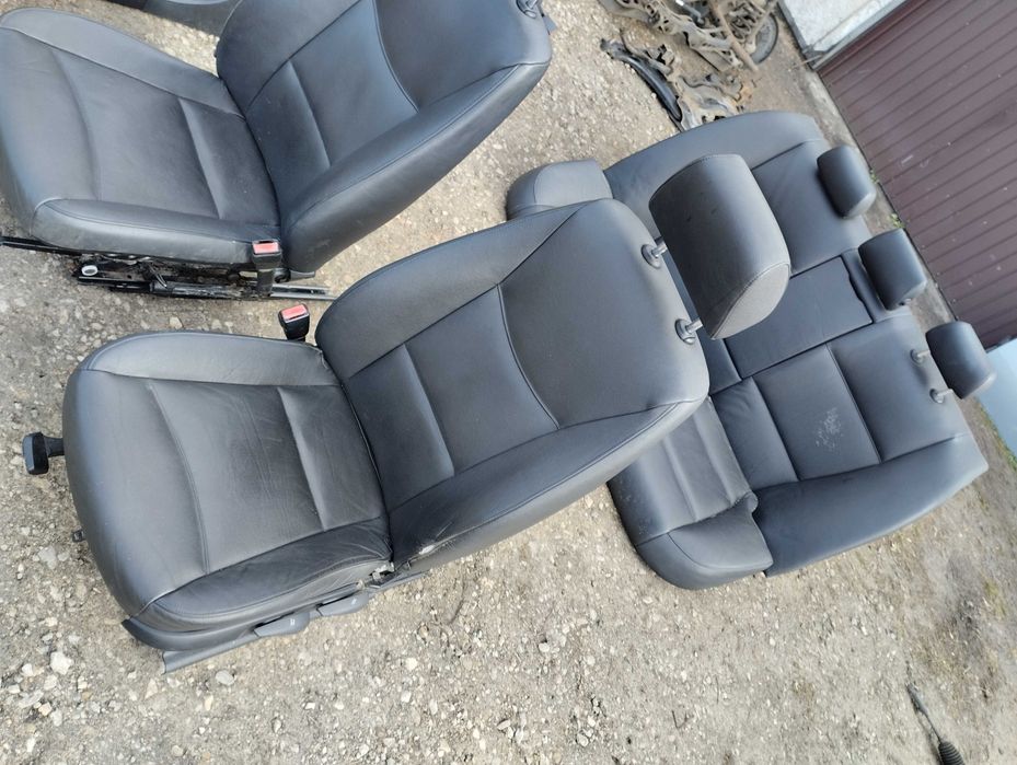 BMW 3 E90 Komplet foteli przód i kanapa tył czarna skóra Europa