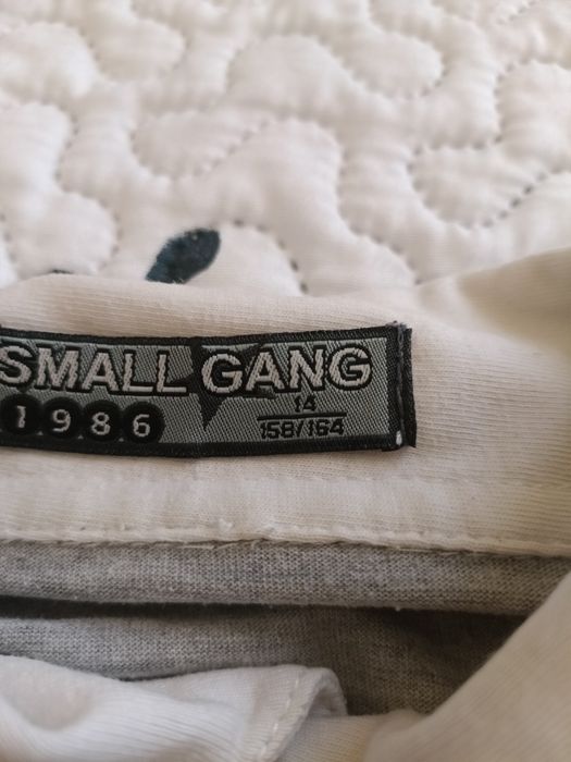 Polo da smallgang tamanho 14 anos branco e cinzento