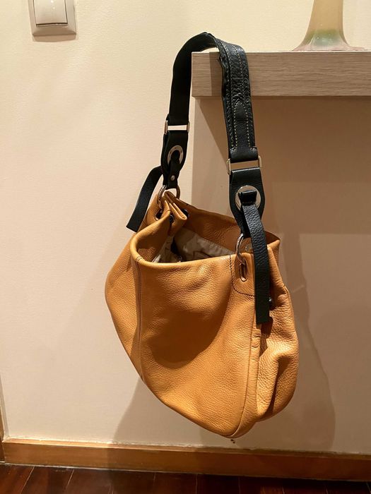Genuine Leather Bag (Mala em couro europeu genuíno com alça resistente)