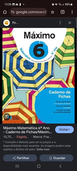 Manual livro escolar de matemática Máximo 6 ano + caderno d atividades