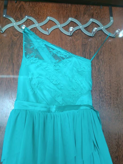 Vestido azul turquesa  cerimónia comprido