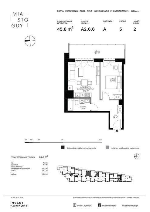 2-pokojowe mieszkanie 45 m² + balkon Bez Prowizji - Widok 2