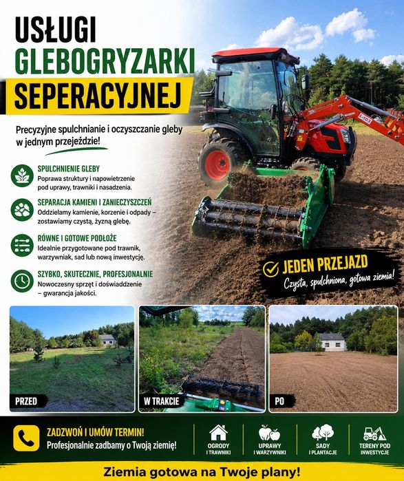 Usługi glebogryzarki separacyjnej.