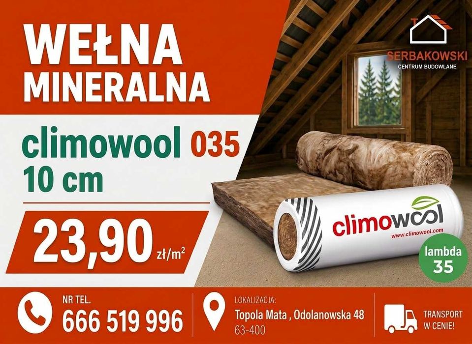 Wełna 10 cm 035 climowool KROTOSZYN MILICZ Ostrów Wlkp. Ostrzeszów