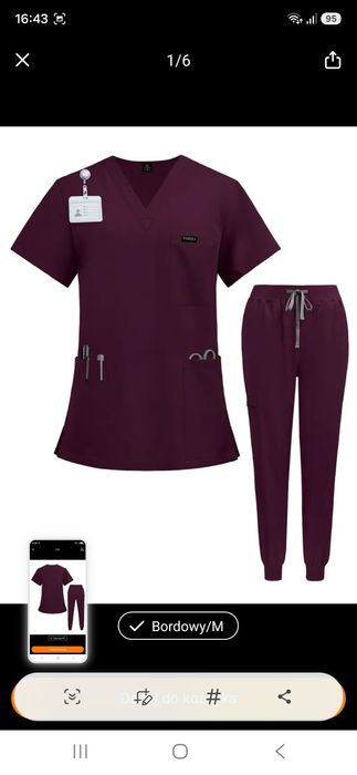 Nowy mundurek medyczny, scrubs, rozm. M