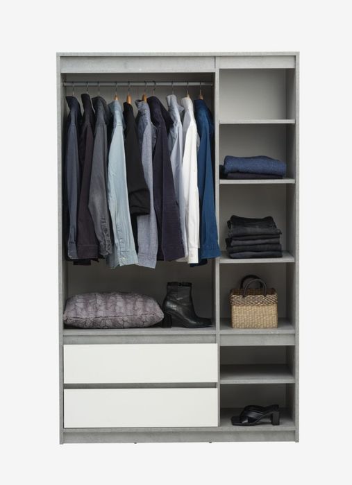 Szafa biało szara jysk