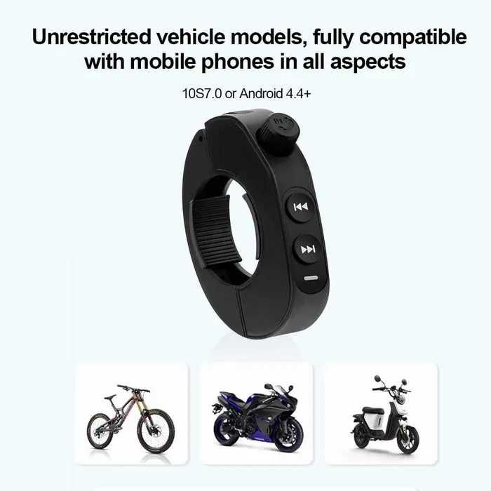 Comando Remoto Bluetooth 5.3 para Capacete de Motocicleta para Controlo de Música, Chamadas e Assistente de Voz NOVO