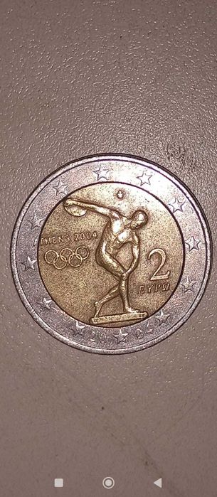 Moeda de 2 euros Grécia e Moeda Jogos Olímpicos 2004