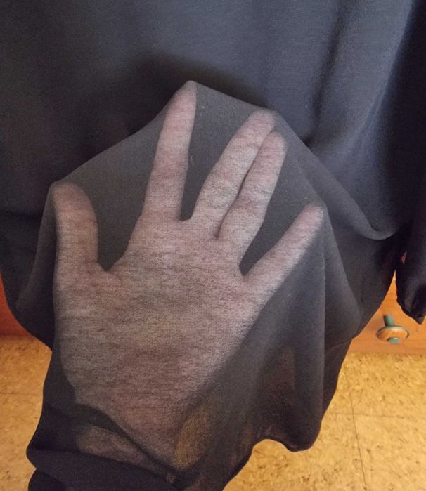 Vestido preto com transparência nas mangas Primark, tamanho 34