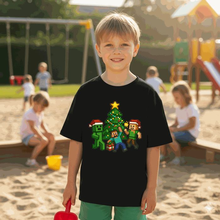 Koszulka dziecięca czarna creeper w minecraft prezent święta 128
