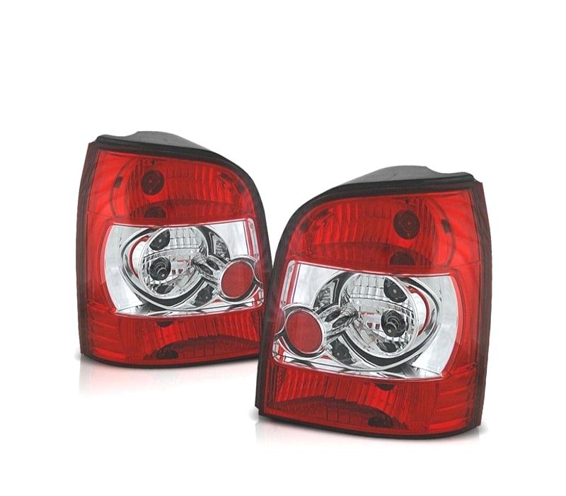 FAROLINS TRASEIROS AUDI A4 B5 AVANT 95-01 VERMELHO CROMADO