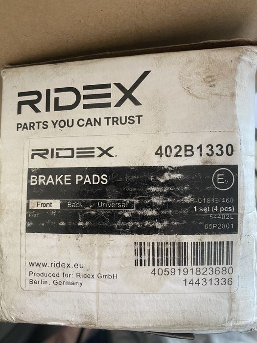 Pastilhas de travão Ridex eixo dianteiro