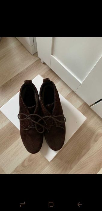 Buty zamszowe koturny Medicus 38 brąz