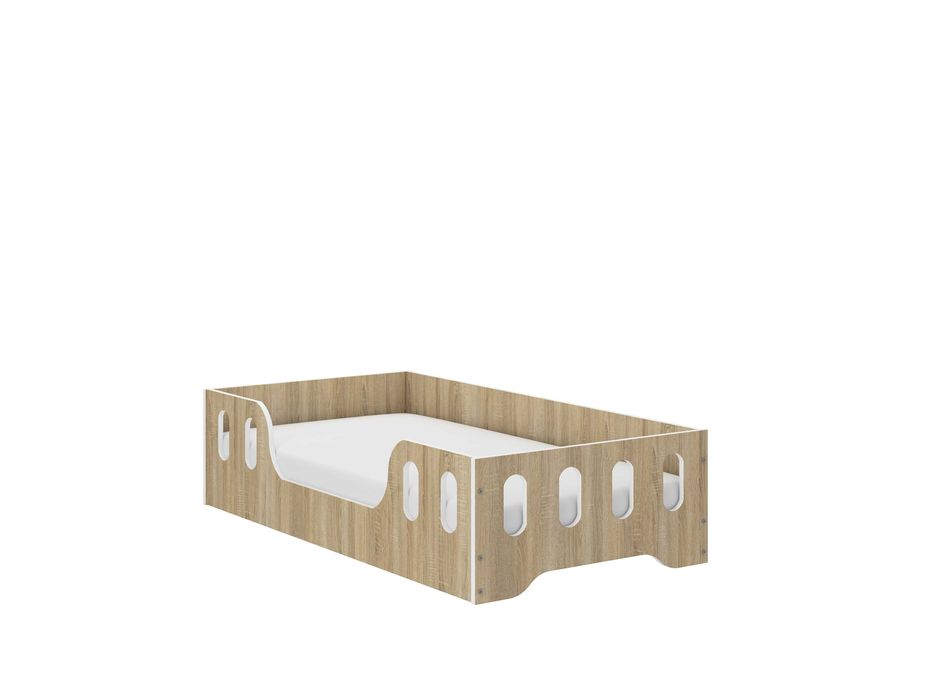 Łóżko dziecięce LAKI 84 x 164 cm biały sonoma DREWNIANE dla dziecka