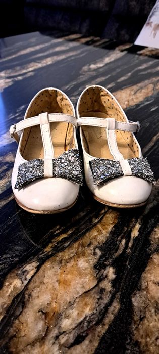 Balerinki białe komunia friboo skóra 30
